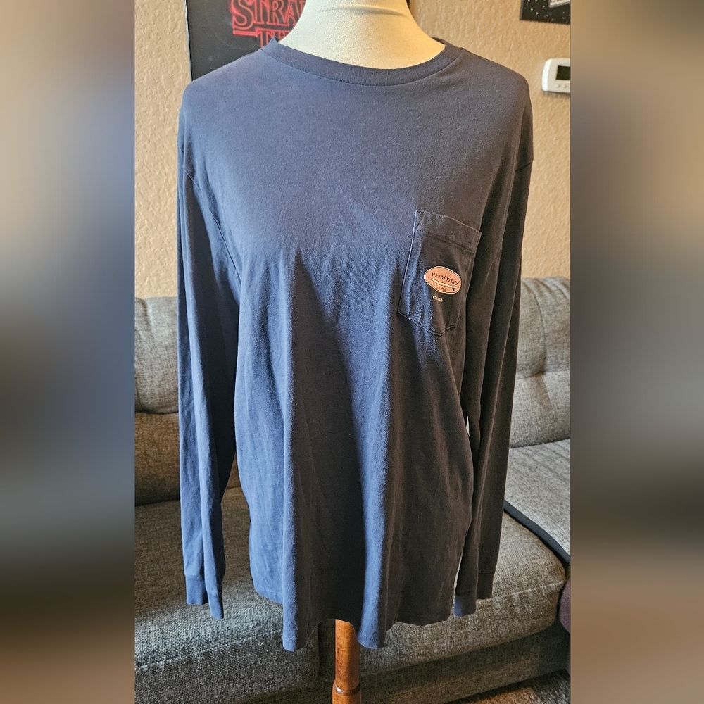 Mens Long Sleeve Navy Blue Vineyard Vines Surfboard Tee Size Medium